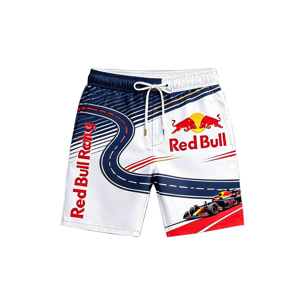 F1 Red Bull Motorsport Swim Shorts Men Summer Quick Dry Beach Board Shorts Casual Sports Racing Style Drawstring Swim Trunks