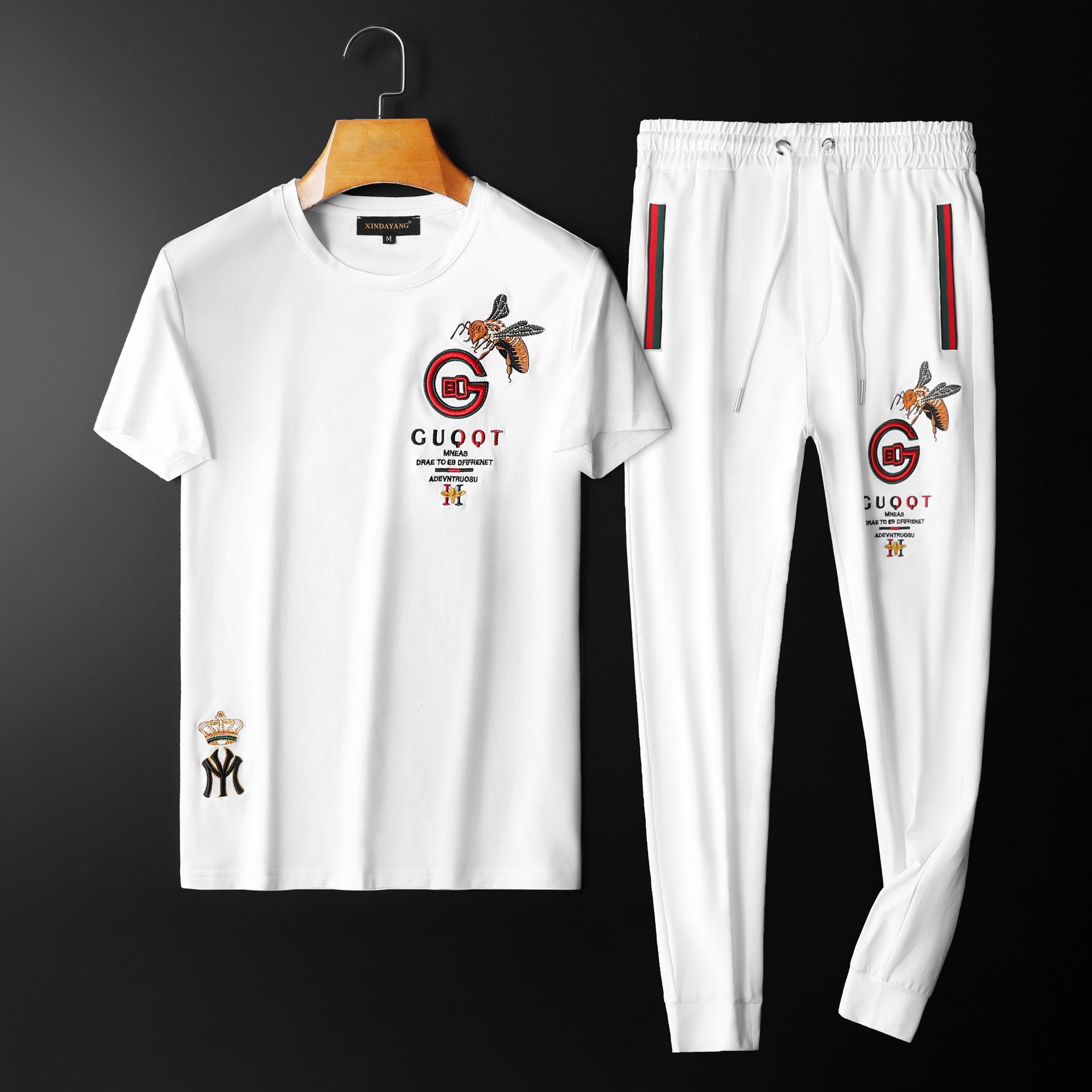 

Мужской летний деловой костюм с коротким рукавом в корейском стиле 2023 года с футболкой и брюками M