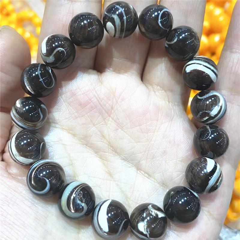 Natural gold and silver silk shell moonlight snail bracelet, Tai Chi pattern cat's eye effect, white disc shell batch, jade mother of pearl bracelet