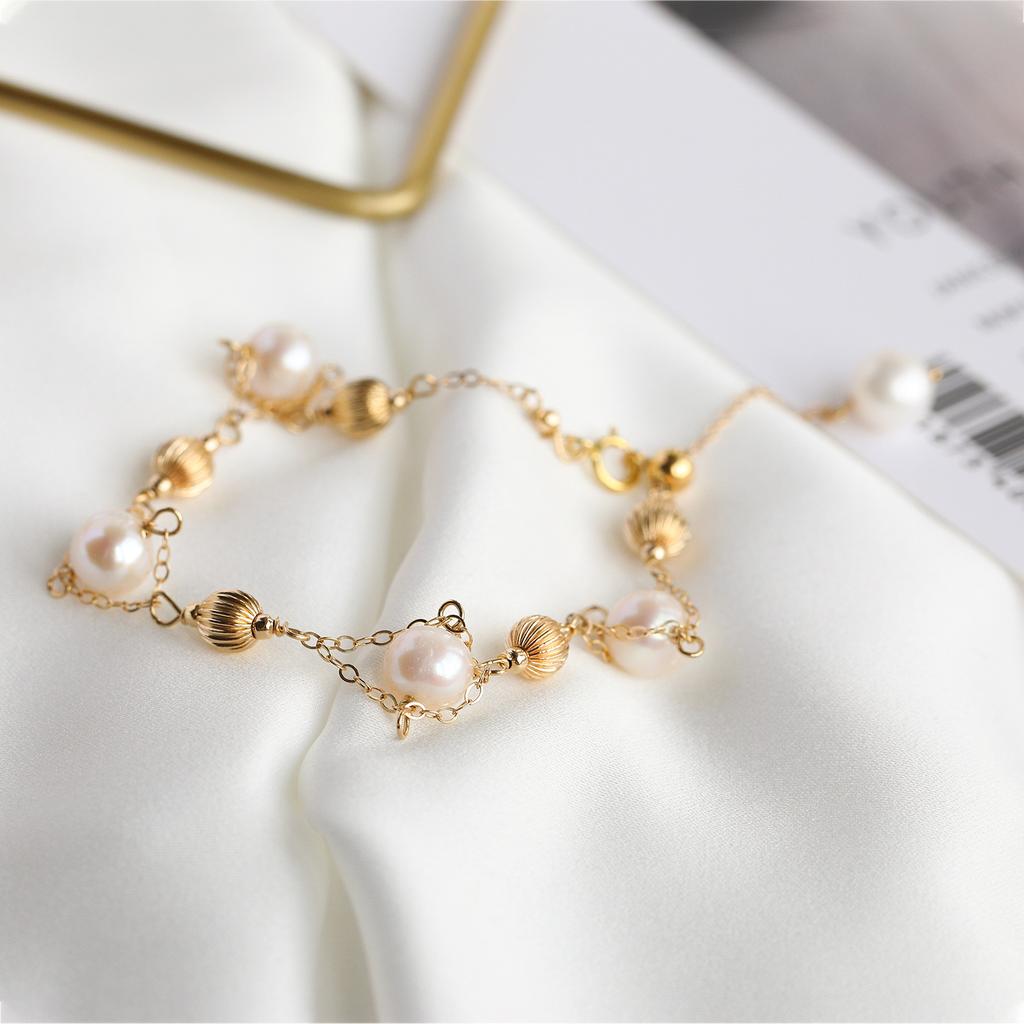 Natural Freshwater Pearl Bracelet Accessories 14K Gold Hydrangea Jewelry Accessories Diy Handmade Bracelet