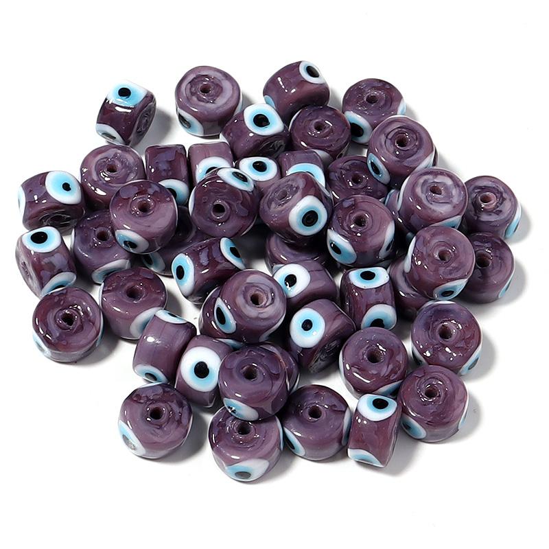 10pcs/lot 9mm Flat Round Lampwork Beads Colorful Evil Eye Loose Spacer Glass Beads For DIY Fashion Bracelet Earrings Accessories