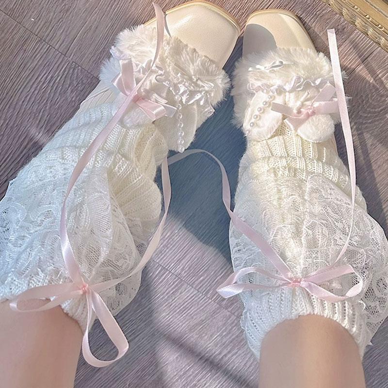 Autumn and Winter Ribbon Lolita Knee Warmers Long Socks JK Knitted Leg Warmers 2026 New Woman Leg Warmers
