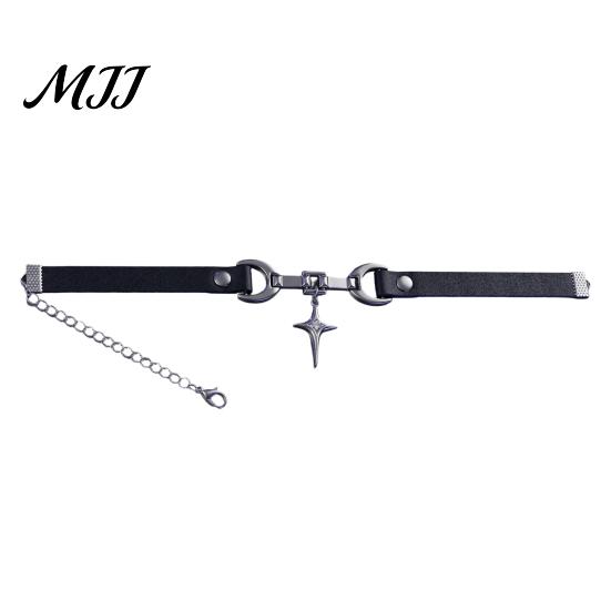 Skin-friendly Choker Necklace Star Punk Dark Style Collar Black Faux Leather Comfortable for Goth Lovers Women Music Festivals Theme Parties Trendy