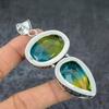 Natural Bi-Color Tourmaline 925 Sterling Silver Jewelry Pendant 3.35" U0V05