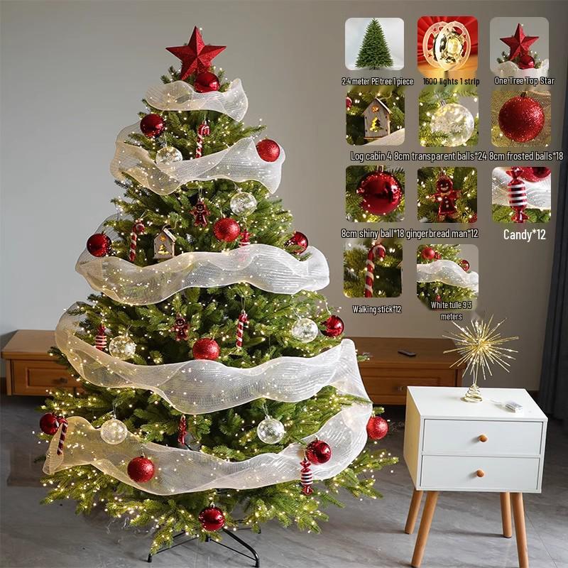 2025 Large Luminous Christmas Tree with Ornaments for Indoor Decoration