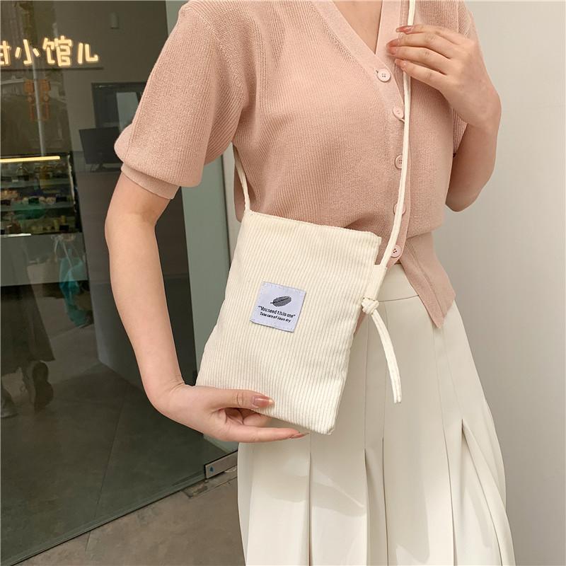 Soft Stylish Corduroy Crossbody Phone Bag For Women With Chic Bucket Shape Design And Multiple Colors Available
