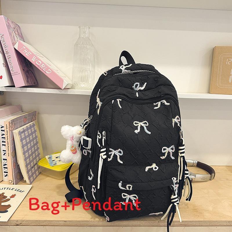 Lightweight Candy Color Dual Shoulder Bag With Nylon Material And Spacious Capacity For Students
