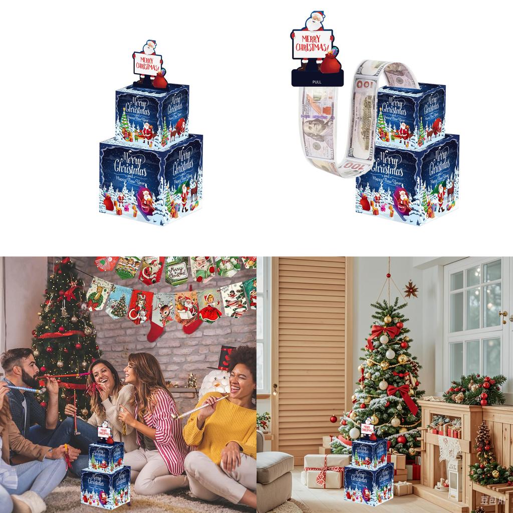 Double Theme Santa Layer Money Box With Surprise Gift For Party Christmas