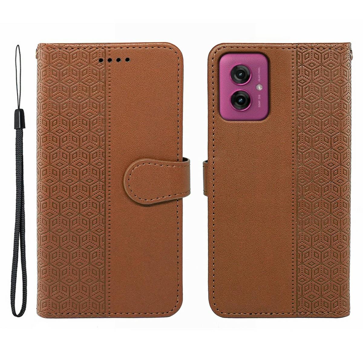 

Для Motorola Moto G55 5G Чохол Захист від подряпин Склеювання Тиснений Ромб Шкіряний Чохол для телефону Brown