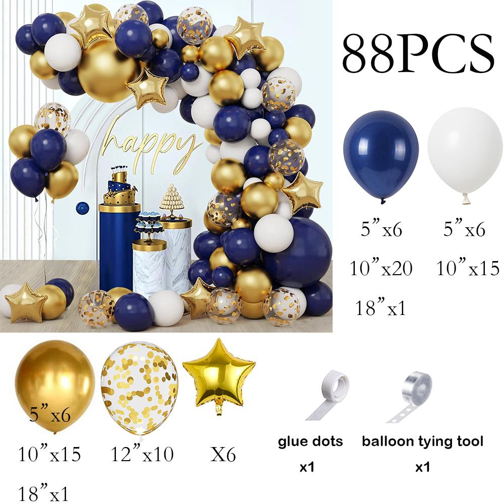 

Navy Blue Balloons Arch Kit White Gold Confetti Balloon Garland Gold Star Foil Globos Birthday Party Wedding Graduation Decor AS Picture