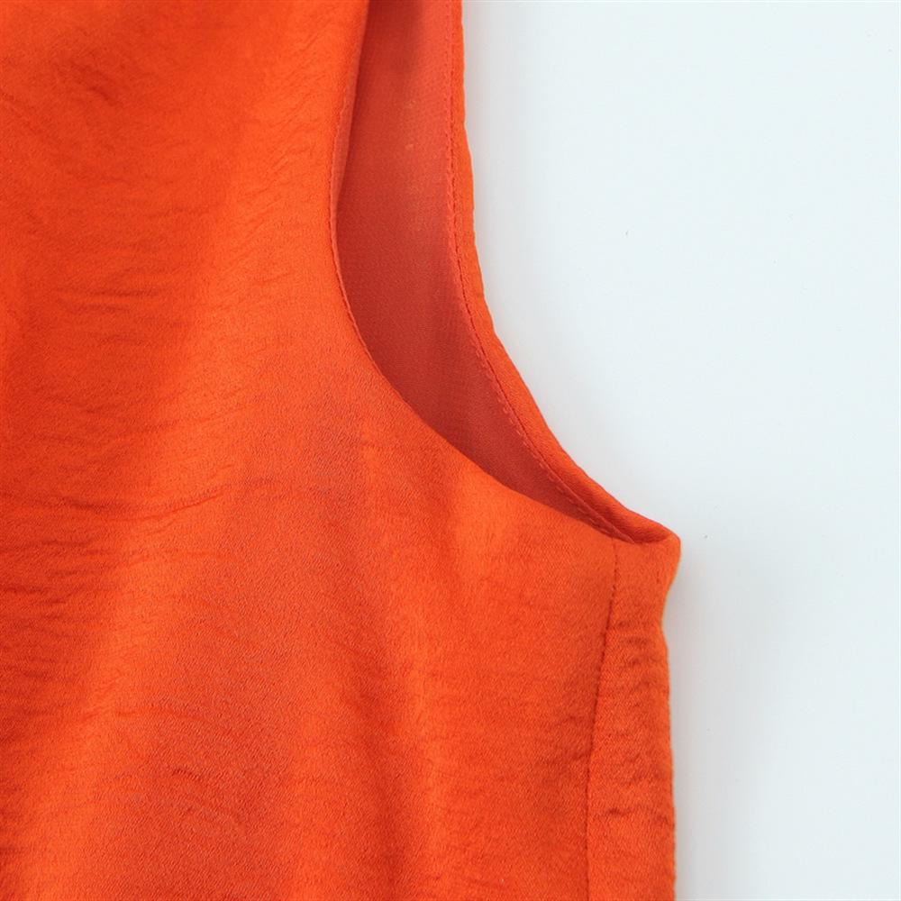2025 Spring Women's Slim Pleated Round Neck Silk Satin Dress