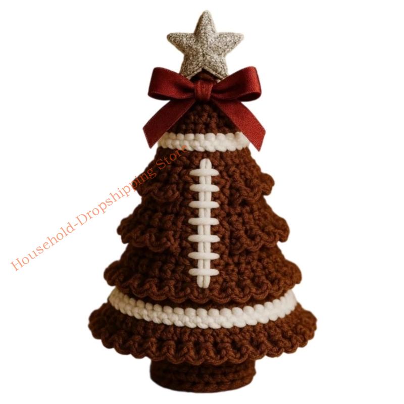 Handmade Crochet Christmas Tree Set For Home Decoration With Step-by-Step Tutorial Instruction Crochet Hook and Yarn
