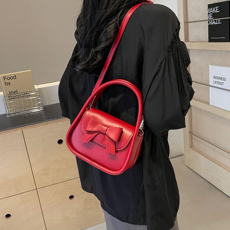 Portable small bag fashion women's bag new bow small square bag shoulder messenger bag