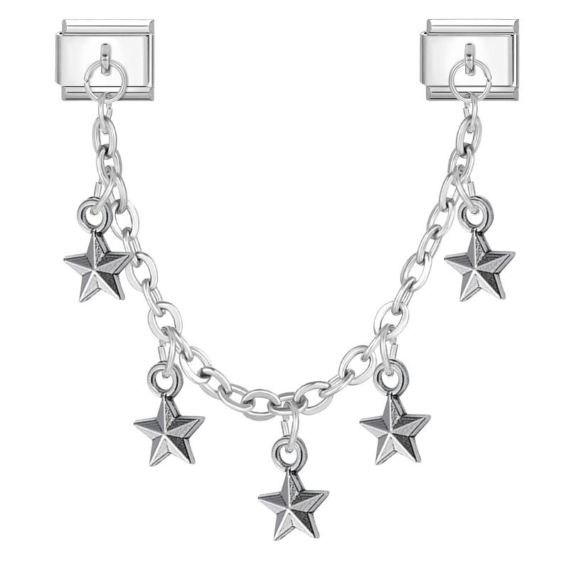 Fashion Personalized DIY Chain Tassel Charm Bracelet Star Heart Butterfly Bow Pendant Bead 9MM Bracelet Stainless Steel Jewelry