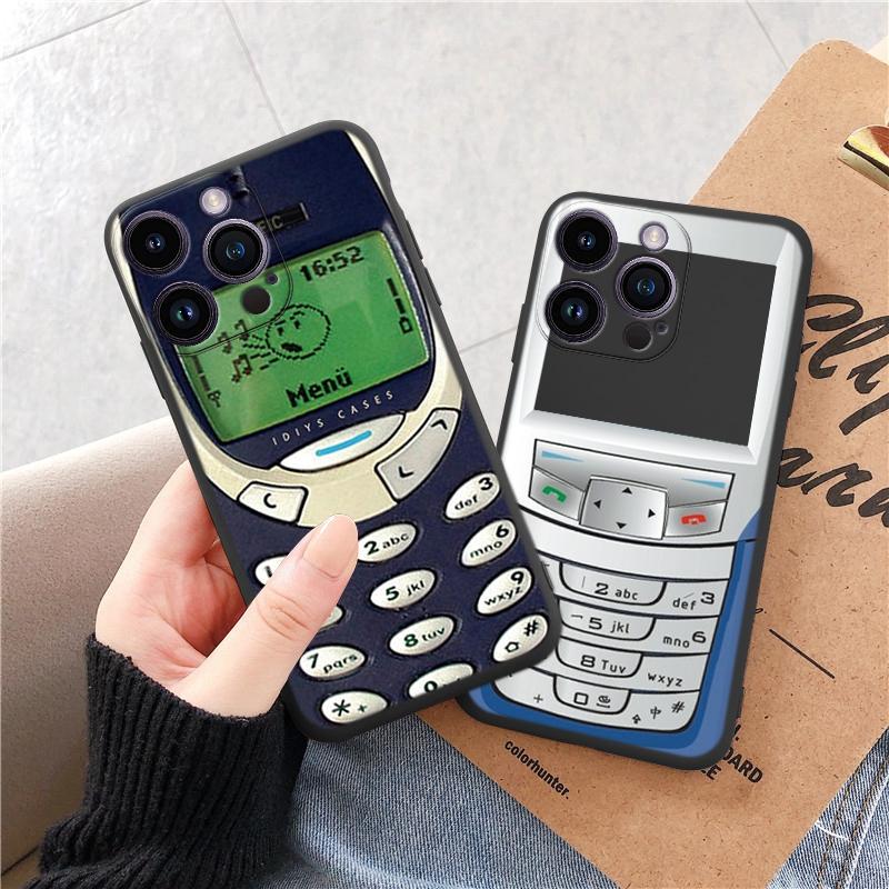 Tālruņa maciņi iPhone 15 Pro 6 14 XS 13 Max XR 12 Mini 7 Plus X SE 8 11 Funny Retro Camera Phone Rakstains mīksts TPU triecienizturīgs bufera apvalks