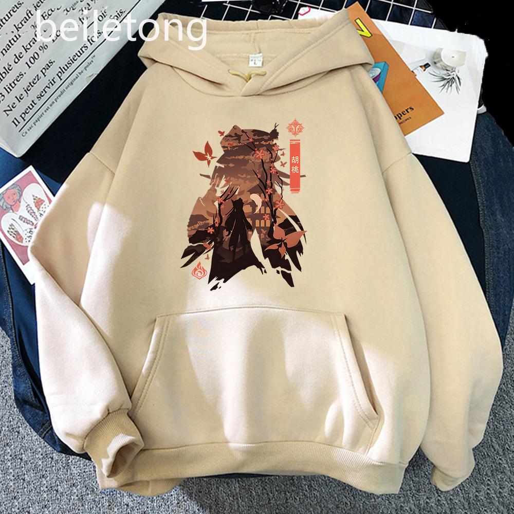 Hu Tao Cosplay Costume Hot Game Genshin Impact Hoody Oversized Clothes Kawaii Cartoon Women Hoodies Men Long Sleeve Streetwear