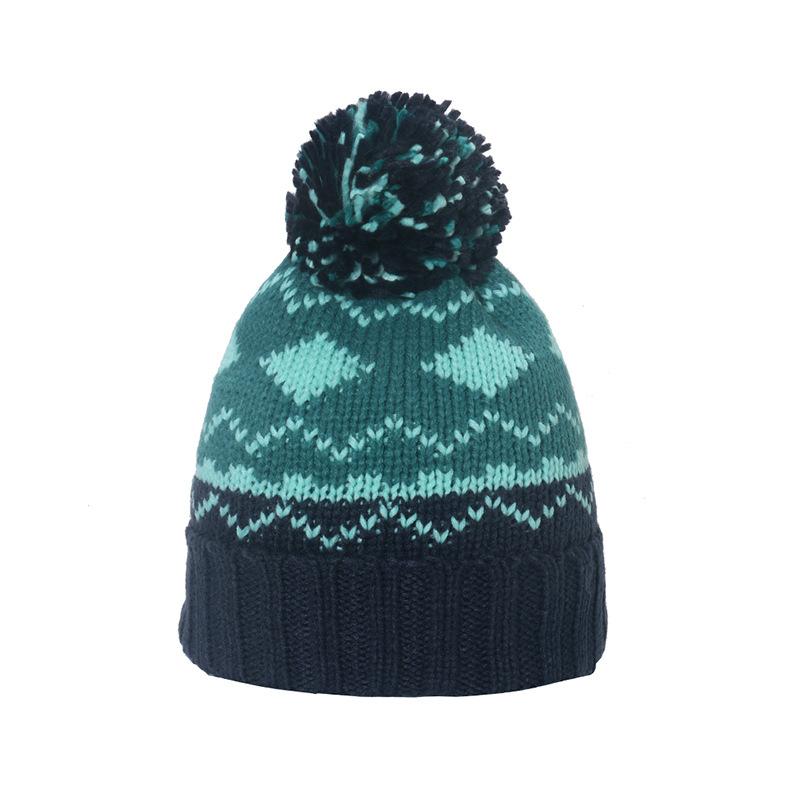 2025 Autumn and Winter New Geometric Rhombus Jacquard Wool Knitted Hat Fleece Thickened Thermal Hat Winter Hat Men and Women