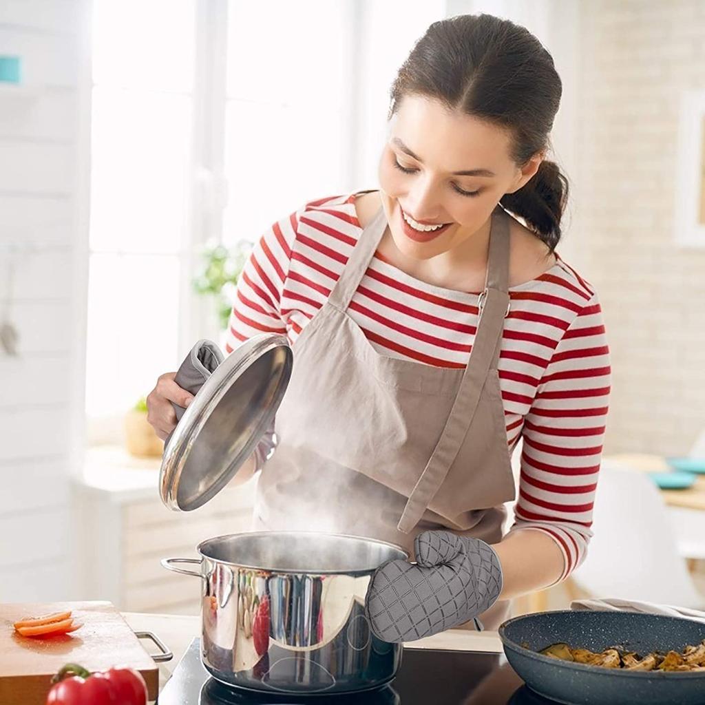 Rinimie Isolierte Ofenhandschuhe Hitzebeständig Sicher für Mikrowellen und Einfach Anzuziehen und Hitzebeständig bis zu Set von 4 Handschuhen, Hitzebeständig