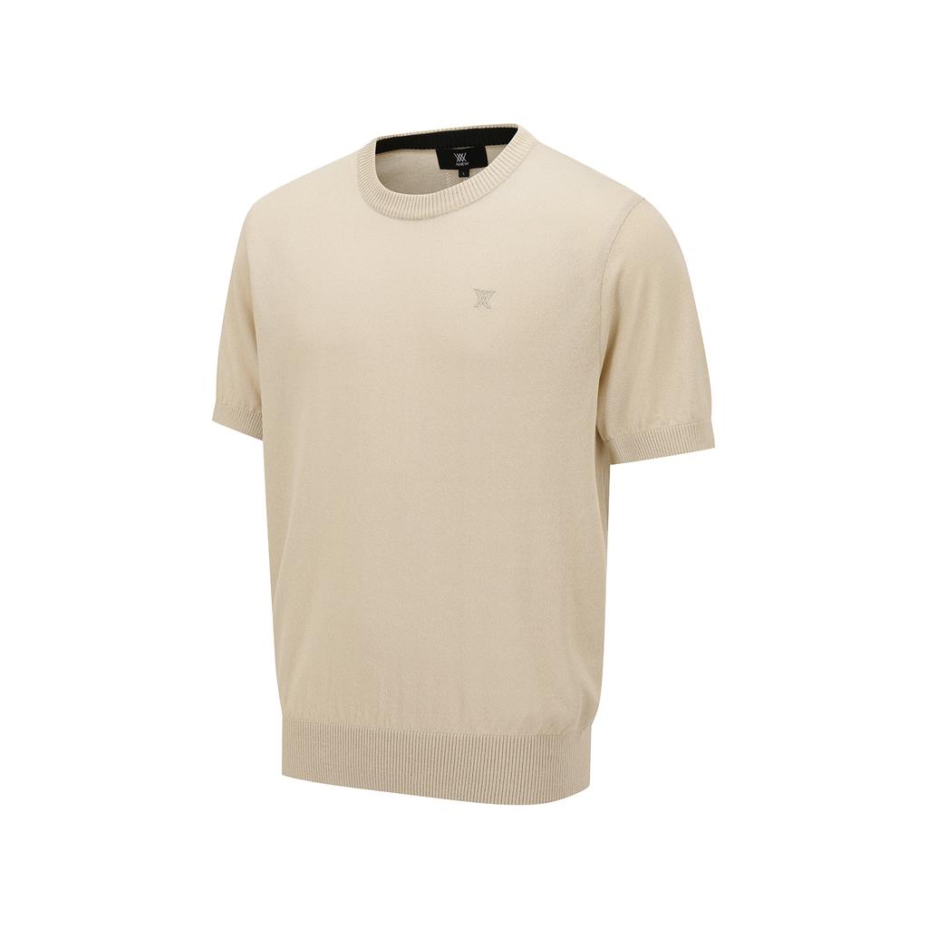 ANEW GOLF Men Solid Short Sleeve Sweater_Be
