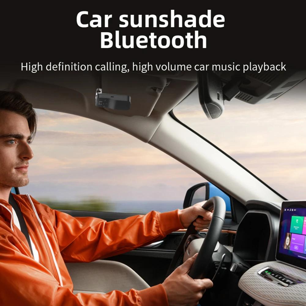 Bluetooth 5.4 Speaker Handsfree Car Kit Sun Visor Clip Wireless Audio Receiver Speakerphone Loud Music Player Connect Dual Phone