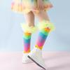 Calcetines hasta la rodilla de arcoíris para niños, calcetines altos hasta la rodilla coloridos, calcetines divertidos para bota para niñas con volante de tul para fiestas de disfraces, eventos festivos