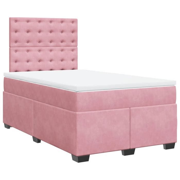 VidaXL Sommier à lattes de lit avec matelas rose 120x190 cm velours, lit, lit à plate-forme, lit à panneaux, meuble de 3293175