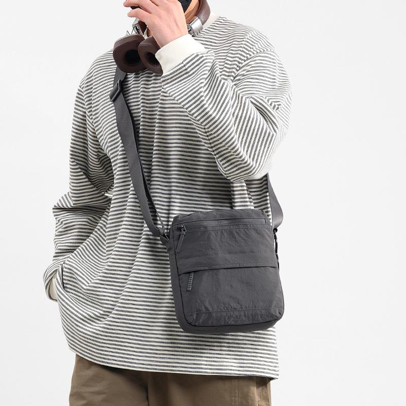 Men's Shoulder Bag Vertical Crossbody Bag Solid Color Nylon Bag