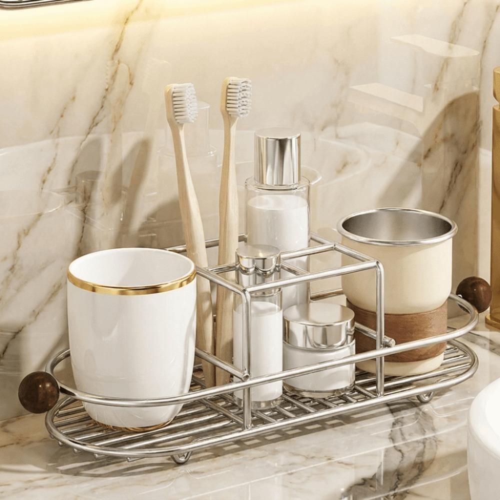 Quick Dry Toothpaste Rack Waterproof Cutlery Storage Rack Durable Mouthwash Cup Rack for Bathroom
