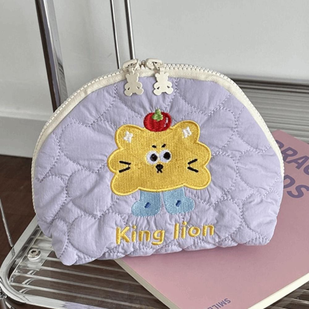 Puppy Cartoon Toiletry Bag Handheld Skincare Storage Bag Portable Embroidery Cosmetic Bag Travel