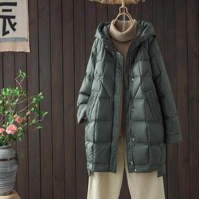 Giacca da Donna in Piumino d'Anatra Bianca Cappuccio Casual Autunno Inverno Capospalla Cappotto