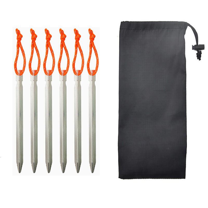 Ultra-light Aluminum Camping Tarp Set: Tent Stakes, Windproof Rope & Buckles, 18cm Triangular Ground Stakes