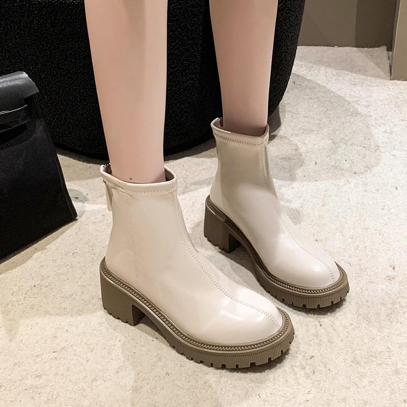 

Весна и осень элегантные модные короткие сапоги на высоком каблуке однотонные теплые удобные повседневные женские туфли Chaussure Femme 35