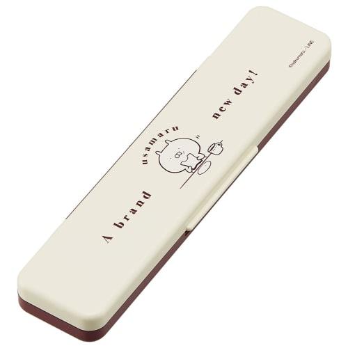 Skater Chopsticks and Spoon Combo Set, 18cm, Antibacterial, Bento Box, Adult Size, Silent Silicone Cushions, Made in Japan, Usamaru CCS3SAAG-A