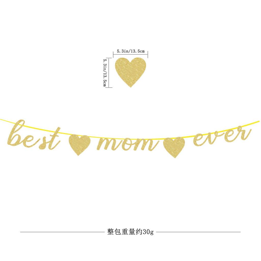 Mothers Day Decorations Happy Mothers Day Banner Best Mom Ever Heart Shape Hanging Garland Party Supplies Festive Home Party Decor
