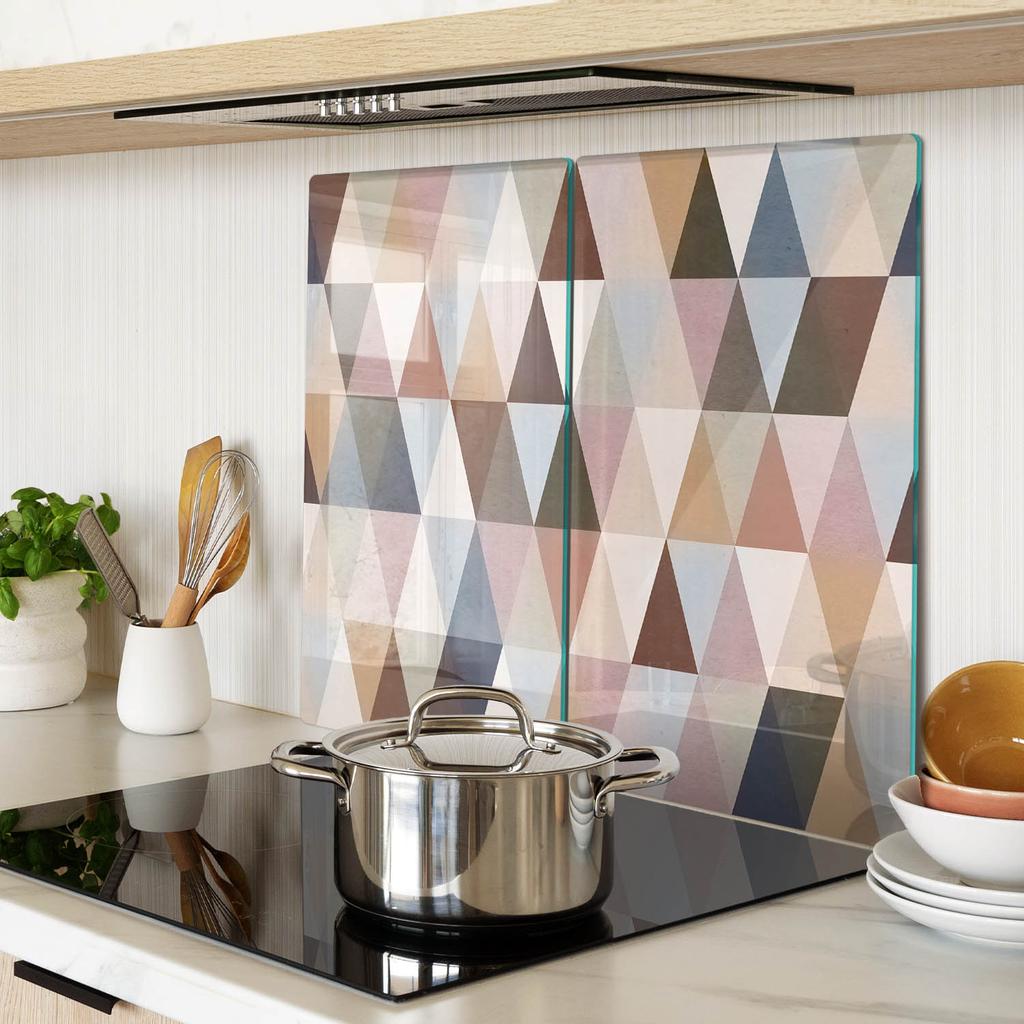 Glass Kitchen Cutting Boards with Graphic Geometry Pattern 2x30x52 Cm