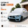 For BMW M2 Fit Full Car Cover Silver-Coated Oxford Fabric Side Zipper Access UV Protection Outdoor Parking