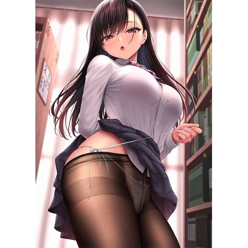 Print Game Black Stockings Staff Nude Sexy Girl Art Posters Wall Art Canvas Painting for Living Room Home Decor Picture