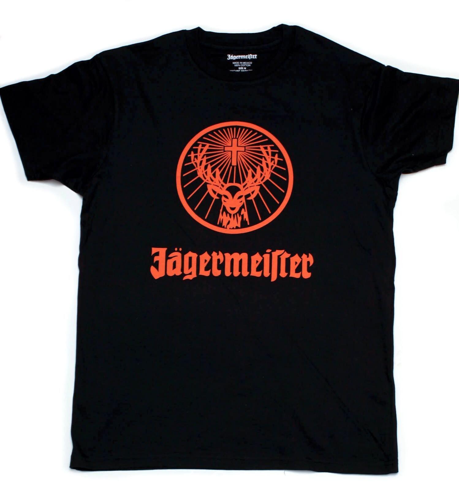 NEW Jagermeister Black T-shirt Orange Logo Shot Alcohol Drink Liquor Cocktail XXXXL
