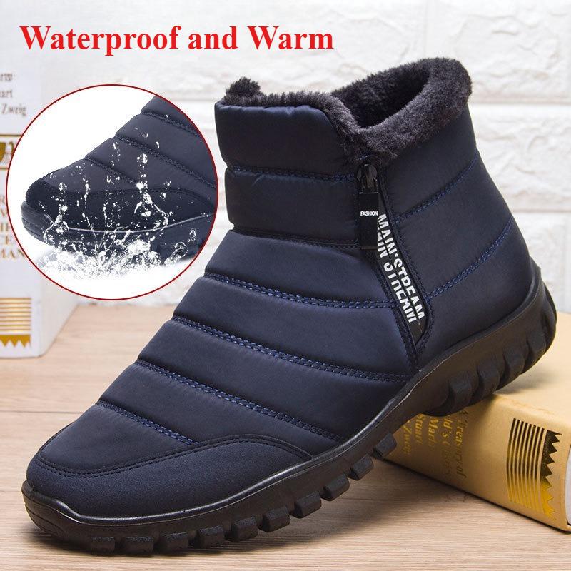 Men's Winter Boots Thicken Warm Plush Lined Waterproof Snow Shoes Non-Slip Comfortable Plus Size Ankle Boots Zapatos De Hombre