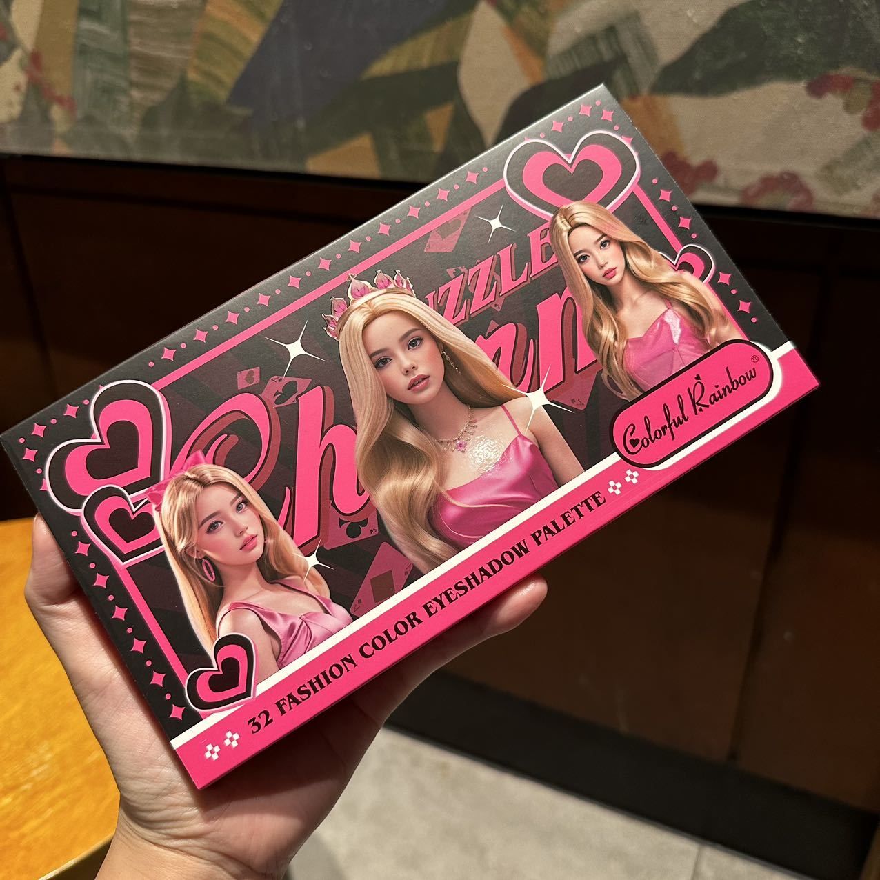 

Розовая девушка в стиле ретро, ​​32 цвета, масляная живопись, палитра теней для век, перламутровая водостойкая матовая сценическая блестка