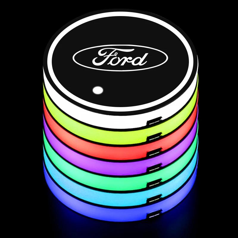 Autocolant Auto Ford 2 Bucăți Mașină 7 Culori Suport Pahare Culoare Lumină Ambientală Suport Pahare Auto Covoraș Suport Pahare Luminos Pentru Ford Mondeo Focus 3
