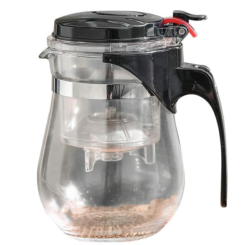 Large Glass Teapot with Lid & Handle, Heat-Resistant, Stainless Steel Infuser, Floating Cup
