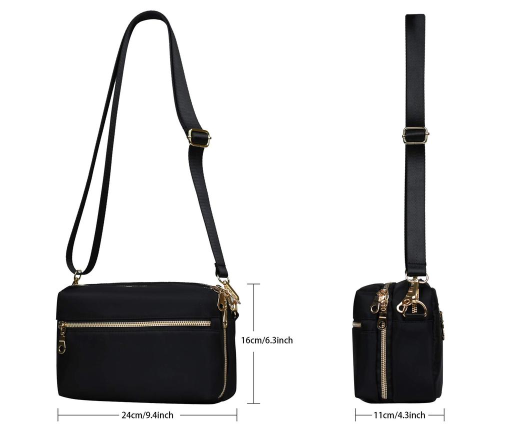 Yanaier Shoulder Bag, Crossbody Diaper Bag, Popular, Cute, Ultra-Lightweight, Multi-Layered, Large Capacity, Nylon, Waterproof, Wallet, Pouch,