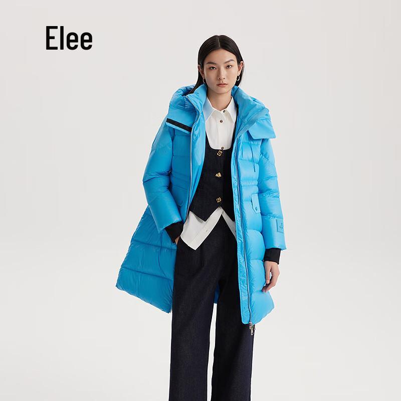 Eral Women's Mid-Length Detachable Hooded Goose Down Jacket