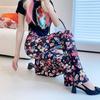 Spring Thin Women's High-waisted Flared Pants Slim Fit Trousers Printed Stretch Flared Pants