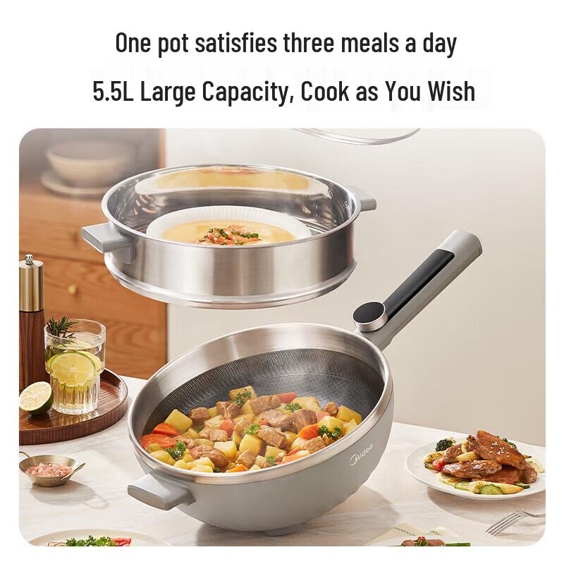 Midea 5.5L Multi-functional Electric Wok & Hot Pot CN plug (adapter included)