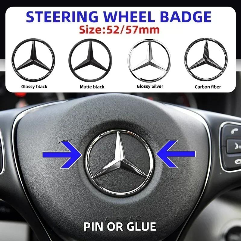 2026 Caldo 1 pz 52mm 57mm Emblema Adesivo Badge Volante Auto Per Mercedes Benz W204 W205 W212 W213 W221 W177 W246 GLA GLC CLA Classe A
