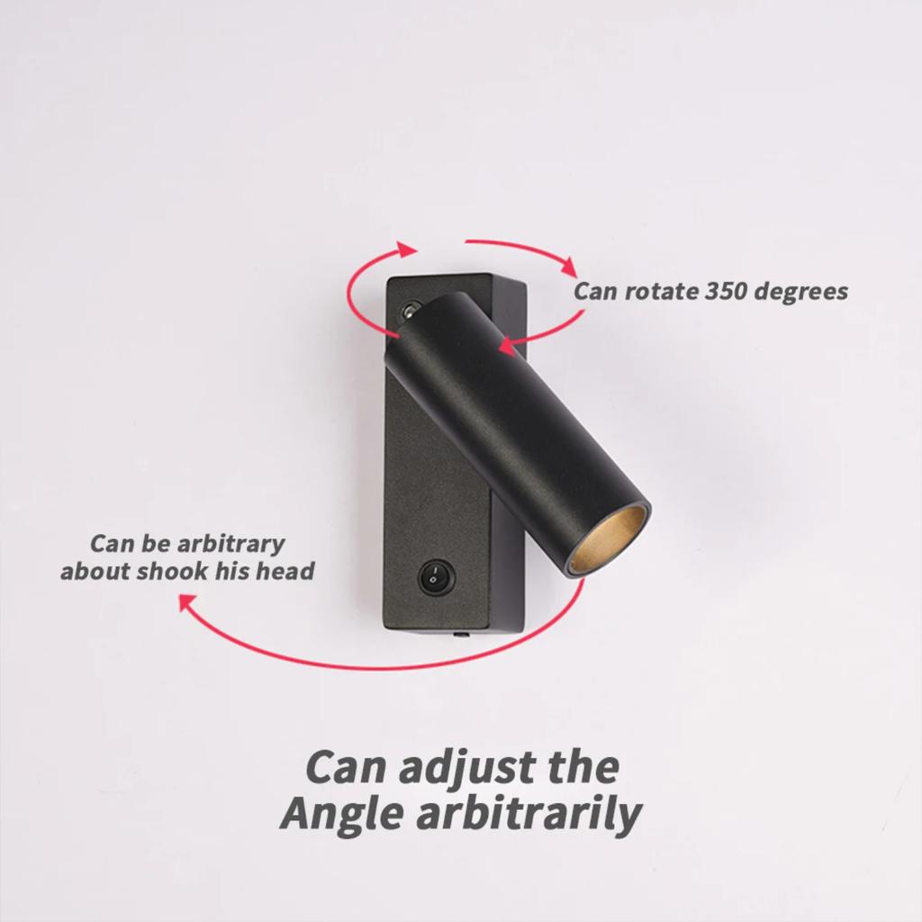 New 3W Led Wall Light Backlight Modern Style Folding 350 Degree Rotation Wall Lamp Hotel Bedroom Bedside Study Reading Sconce La