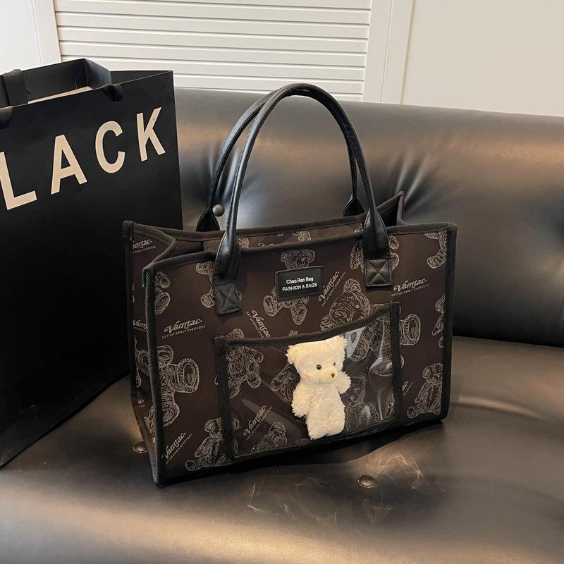 

Сумка-тоут большой вместимости, женская новая модная нишевая сумка через плечо, универсальная сумка для поездок на работу чёрный