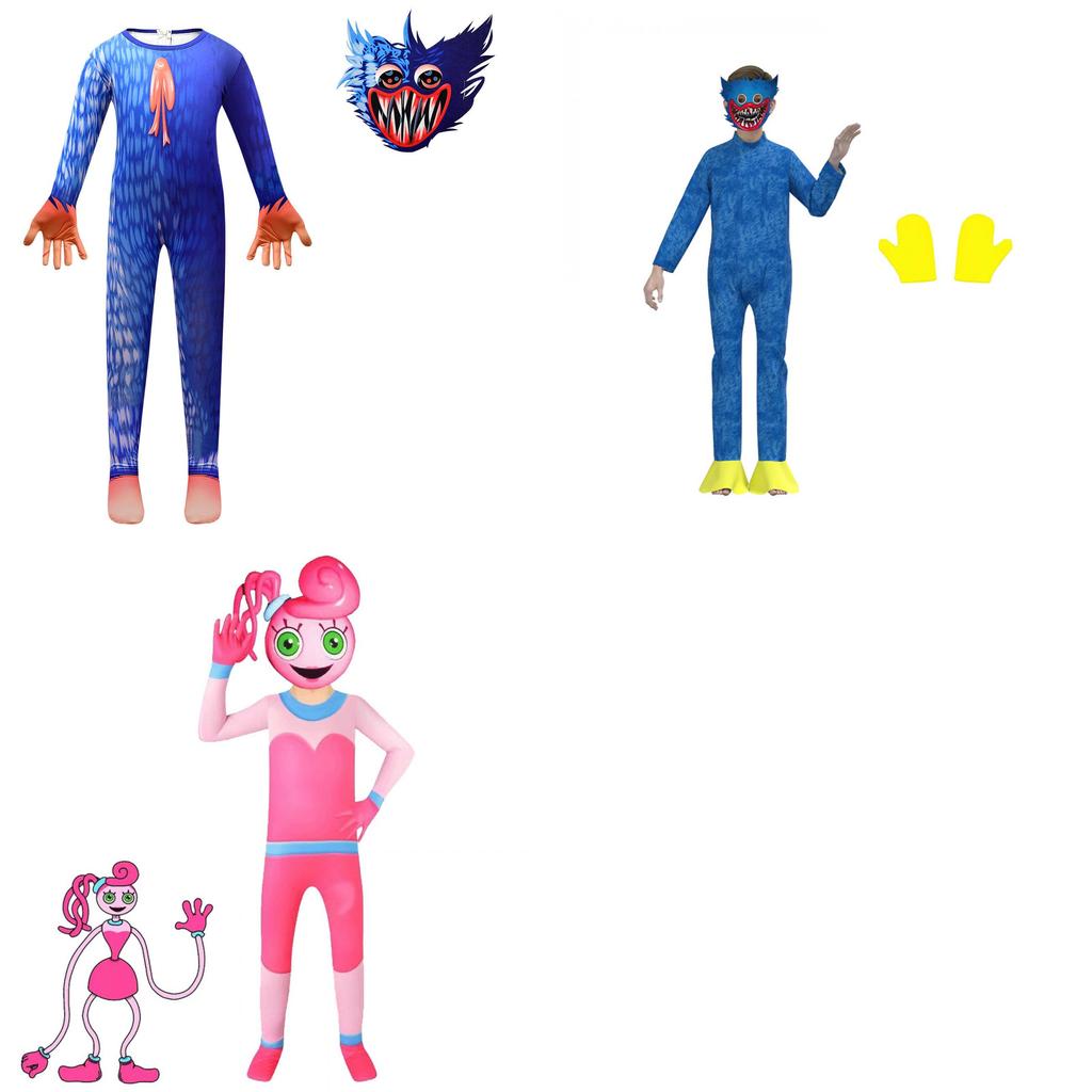 Poppy Playtime Milk Silk Jumpsuit Cosplay Costume With Hood For Kids Roleplay Special Characters Included